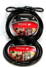 *** LOT OF 2 ***   Master Lock 72D 15ft Braided Steel Looped End Cable