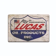 Lucas Oil Sign, Gas Station, Garage, Auto Shop, Retro Tin Sign