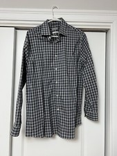 Men's Michael Kors Long Sleeve Button Down Dress Shirt Gray Plaid L 32/33 16 1/2