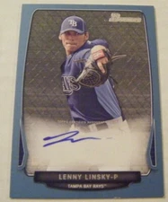 LENNY LINSKY signed #/500 BLUE AUTO 2013 Bowman Draft baseball card HAWAII-MANOA