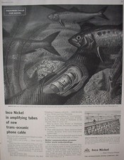 1956 Inco Nickel Deep Sea Amplifiers Fish swim by Vintage Print Ad 10635