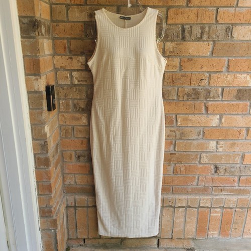 SHEIN Womens Sheath Maxi Dress Sleeveless Side Zip Ivory Size L - Picture 10 of 10