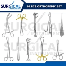 10 Pcs Assorted Orthopedic Surgical Instruments Custom Made Set - German Grade