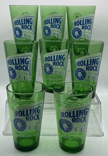 Vintage Rolling Rock Extra Pale Latrobe Brewing "33" Green Glass Logo Pint (8)