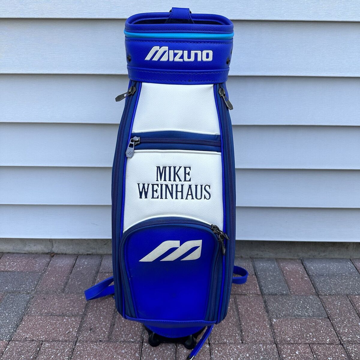 Mizuno Staff Tour Golf Bag Cart Retro Blue White Strap Name Mizuno Staff Tour Golf Bag Cart Retro Blue White Strap Name