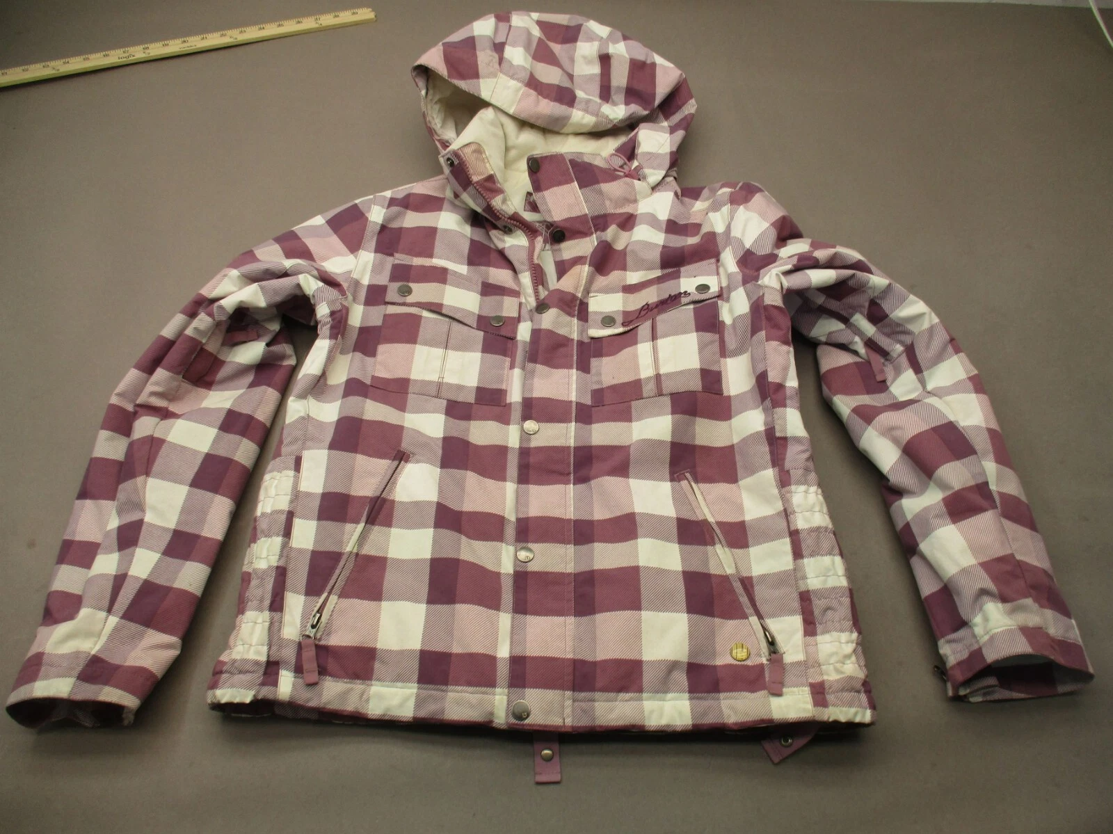 burton full zip snap powder snowboard jacket