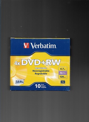 Verbatim DVD+RW 4.7GB 4X with Branded Surface - 10pk Jewel Case (VER94839) [NEW]