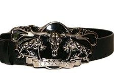State of Texas Deer Skull Black TX United States Metal Belt Buckle