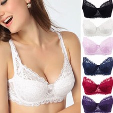 Underwear 34-42 B C D Cup Bralette Floral Padded Plunge Bras Womens Deep V Bra