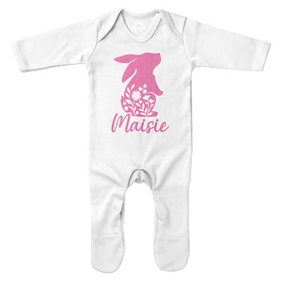 Personalisierter süßer Häschen Strampler Ostern Mädchen Hase individueller Schlafanzug Baby
