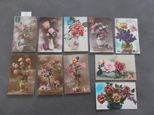 FRANCE.LOT POSTCARDS.FANTAISIE.THEME FLOWERS.ROSES.VASES.