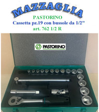 PASTORINO 762 1/2"R CASSETTA METALLICA 19PZ CON BUSSOLE 1/2" DA 10 A 32 MM
