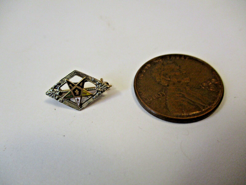 Vintage 10K Gold Eastern Star Order Lapel Pins Masonic Freemason Enamel - Picture 4 of 4