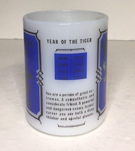 Taza Federal Glass Año del Tigre 9 OZ Blanco Azul Negro De Colección - Imagen 2 de 15