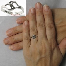 S Design Sterling Silver Marcasite Ring