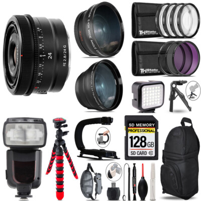 Sony FE 24mm f/2.8 G Lens + LED Light + Tripod -128GB Kit