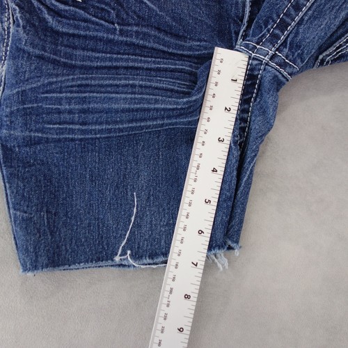 Amethyst Shorts Womens 2 Blue Bermuda Embroidered Denim Cut Off Fringe Fits 30x7 - Picture 7 of 12