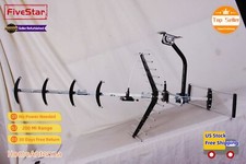 Directional HDTV Antenna VHF UHF OTA Outdoor Long Range 200 Mi w/ Pole Splitter
