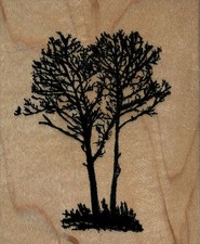 mounted rubber stamps Two Trees large size wood mount 2 1/2" X 3"