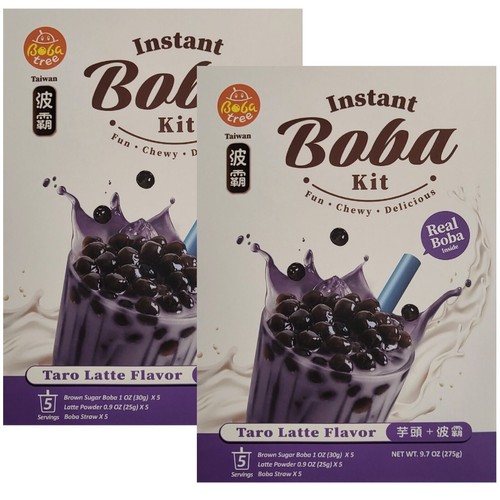 Tapioca Kit Instant Boba Tea Kit Taiwan TARO LATTE 10 Bubble Tapioca Straws Instant ...