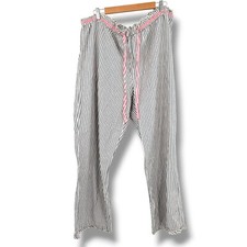 Ambrielle Woman Striped Lounge Pants Coquette Ruffle Pink Drawstring 2X