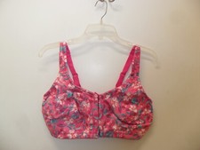 NWOT Comfort Choice Cotton Wireless Front Close Pink Multi Bra Size 38DDD
