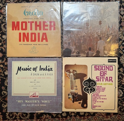 4 x Indian LPs - Mother India, Music of India, Sound of Sitar, Bengali Vaisnavas