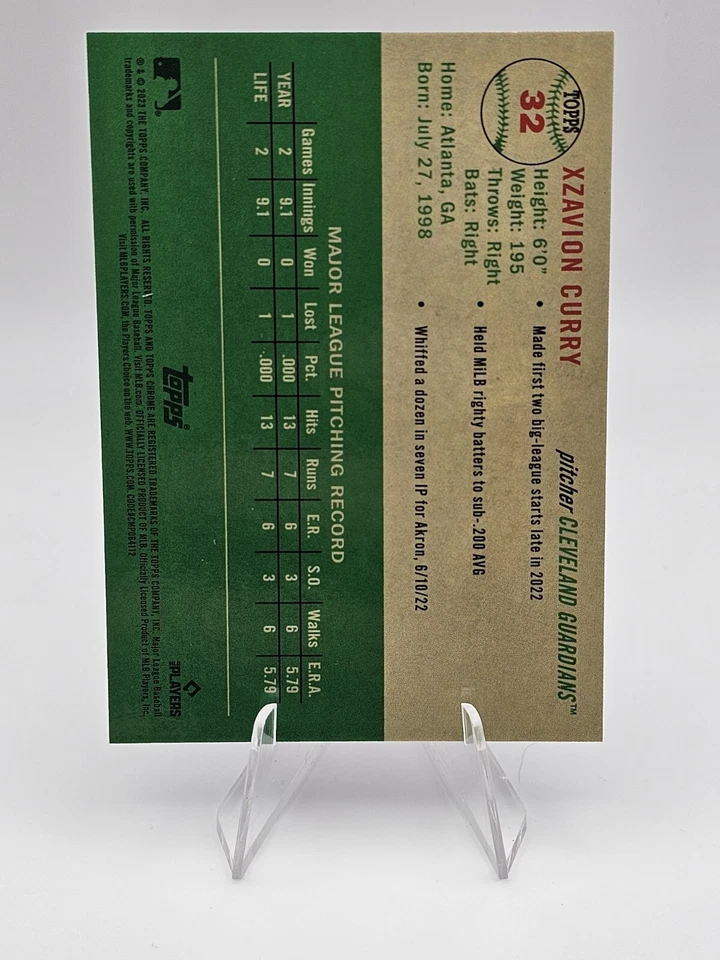 2023 Topps Chrome Platinum Xzavion Curry Blue Mini-Diamond Refractor RC /199 - Image 2 of 2