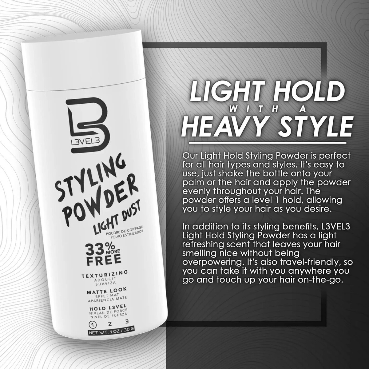 L3 Level 3 Light Hold Styling Powder - Natural Matte Hairstyle