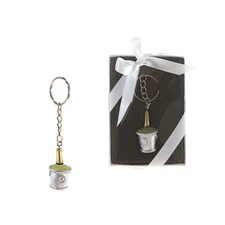 Mega Favors - Champagne Bottle in Ice Poly Resin Key Chain - Black, 12PCS