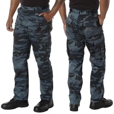 Rothco Midnight Blue Camo Tactical BDU Pants - Mens Military Style Cargo Fatigue