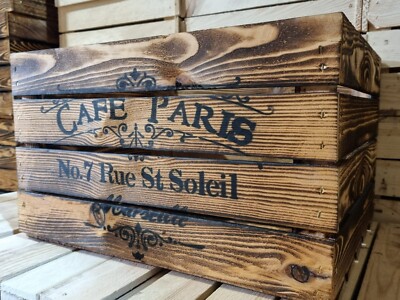 CAFE PARIS RUSTIKAL VINTAGE HOLZ APFEL KISTEN KISTEN - FÜR MÄNNERHÖHLE / SIE SCHUPPEN