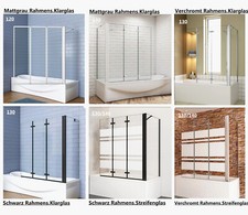 Badewannenaufsatz Eck Duschwand Badewanne 3-tlg.Faltwand mit Seitewand 6mm Glas