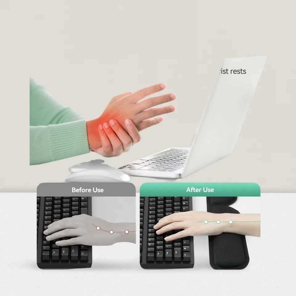Mouse Pad with Wrist Rest Keyboard Memory Foam Support Non-Slip Ergonomic Set - Image 3 of 4