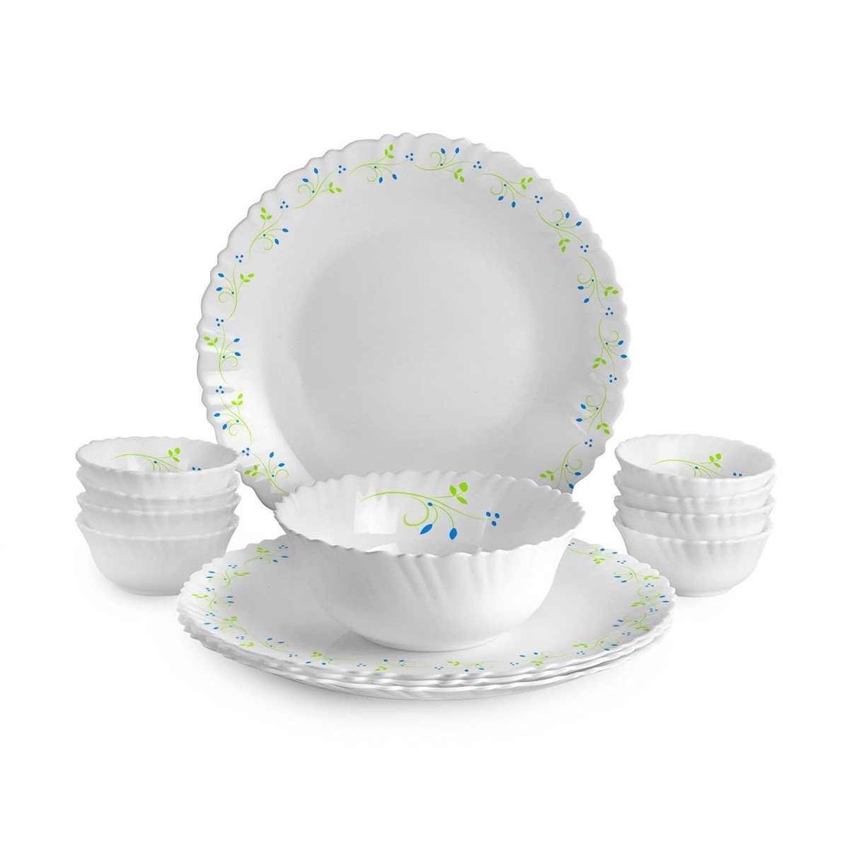Cello Opalware Dazzle Tropical Dinner Set, 13 Pcs, White UK