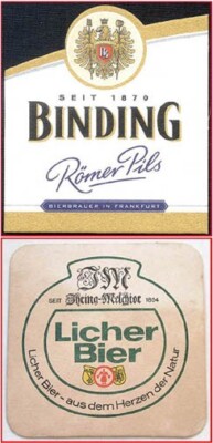 Bierdeckel (36a) - Binding Römer Pils und Licher Bier