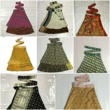 Wholesale Lot  10 PC   Silk Long Wrap Indian Vintage Womens Multicolor Skirt