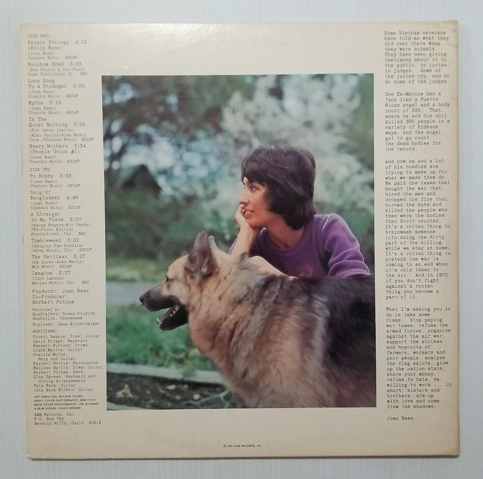 Joan Baez COME FROM THE SHADOWS - 5 - GULF WINDS Vinyl LP Original 3x Lot Record Foto 4 de 4