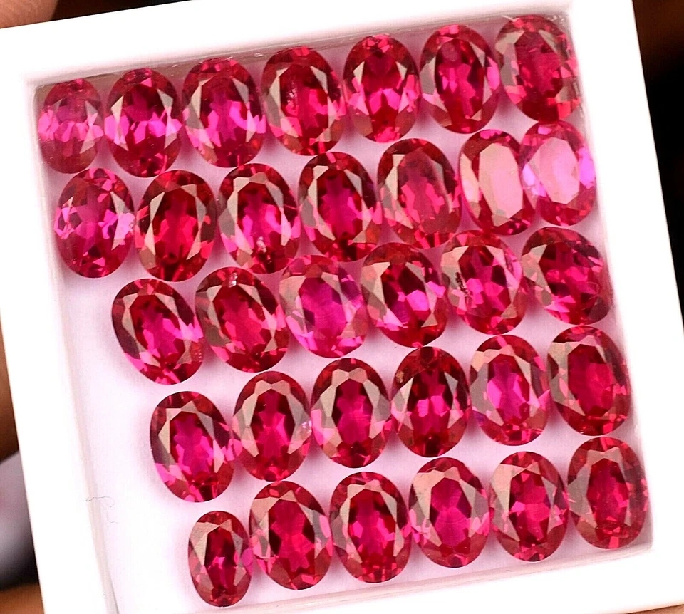 32 Pcs Natural Red Mogok Ruby Oval 6.00 x 4.00 mm CERTIFIED Treated Gemstone - Image 2 of 4