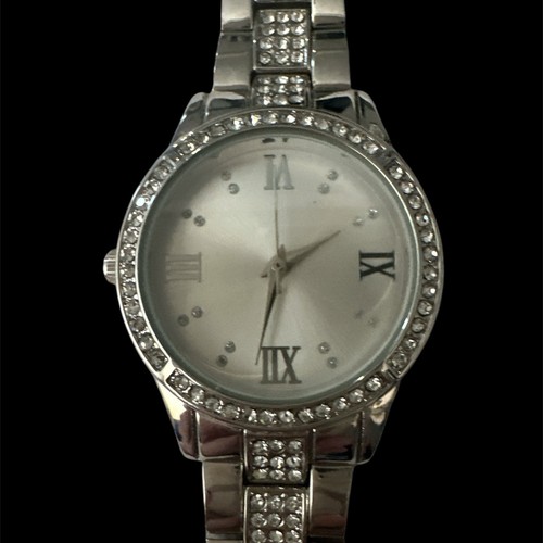 Silver Tone Bling Bezel 32mm Women’s Watch Roman Numeral Index FMDAL843 - 第 1/4 張圖片