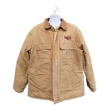 Mens Carhartt Jacket Beige Corduroy Collar Work Utility Chore XLarge