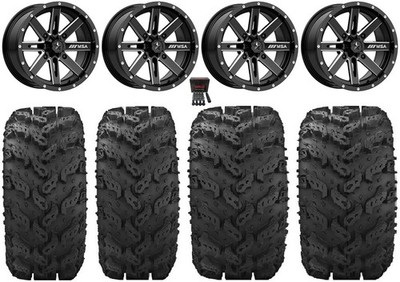 MSA Milled Boxer 14'' UTV Wheels 27'' Reptile Tires Can-Am Commander Maverick
