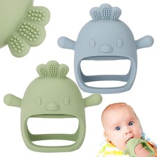 Silicone Baby Teether Toys BPA Free Mitten Chew Toys 2 Pack for Infants