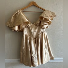 ASOS LUXE One Shoulder Satin Mini Dress Size 6 Ruffle Sleeves Fairy Coquette