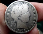 Nice ~ 1906-S BARBER Silver HALF DOLLAR ~ VG