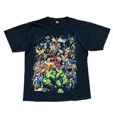 Vintage Y2K Marvel Mad Engine Size L Comics Avengers T Shirt Hulk Iron Man Black