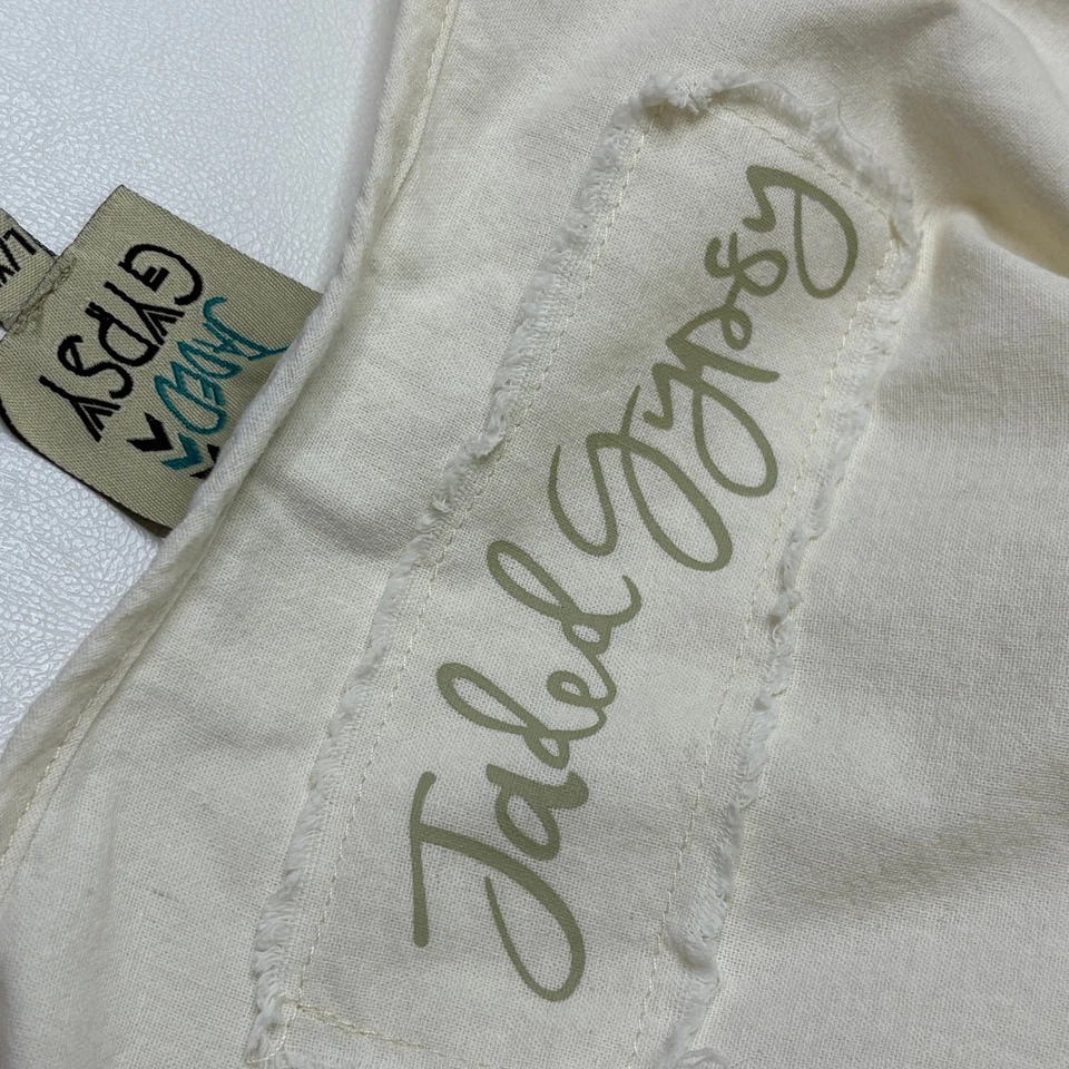 Camiseta sin mangas Jaded Gypsy Fine With Me talla L/XL artística Lagenlook marfil algodón volantes Foto 3 de 4