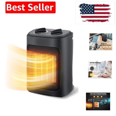 Space Heater, 1500W Electric Heaters Indoor Portable with Thermostat, PTC Fas...