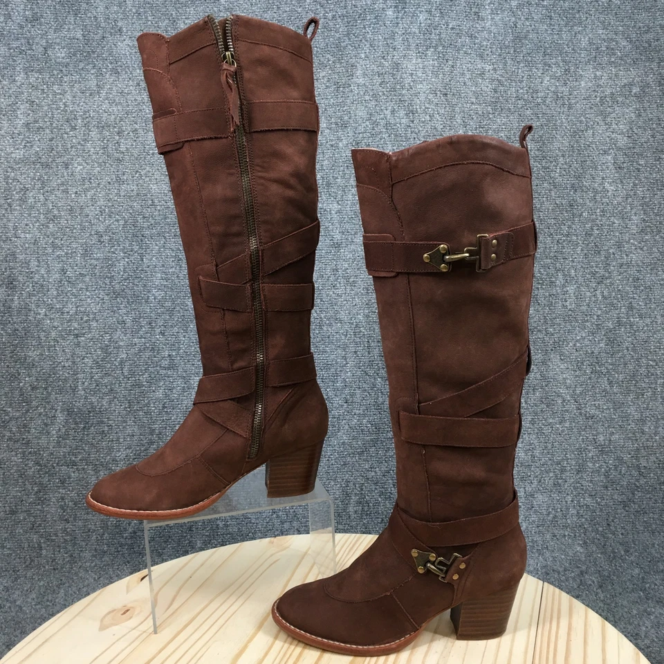 Schuler & Sons Botas Mujer 6.5 M Hebilla Hasta la Rodilla Montar Cuero Marrón Tacones Foto 2 de 4