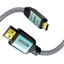 4K Micro HDMI to HDMI Male Cable 15FT, 4K 60Hz HDR Compatible for Gopro Hero, Ca